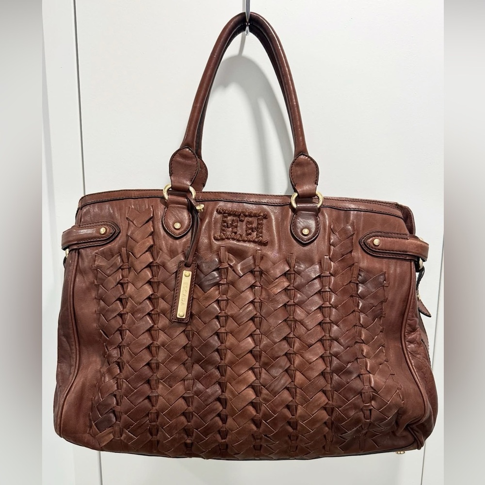Escada Margaretha Weave Braided Leather Tote Bag